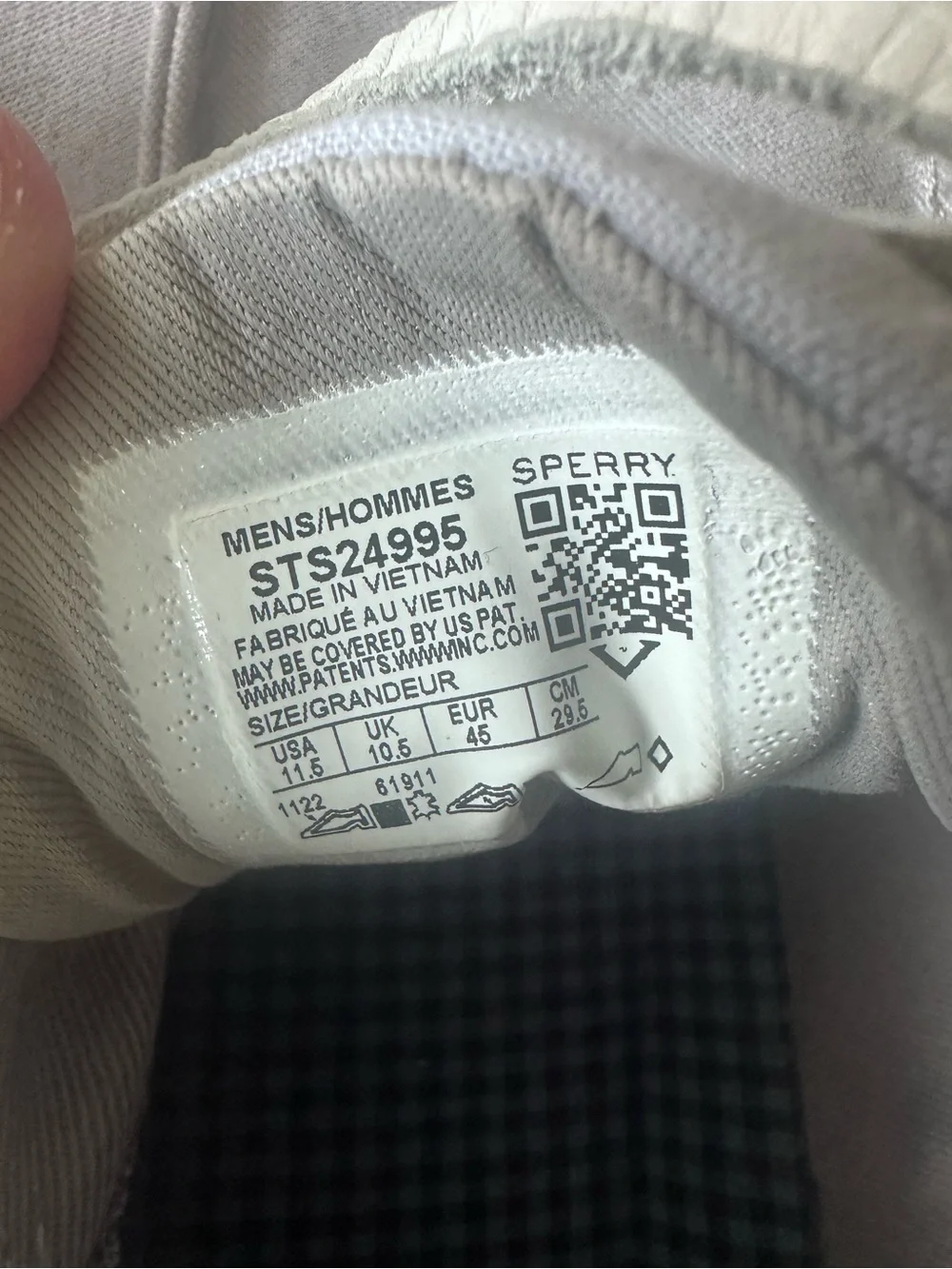Sperry Light Gray Canvas Boat Shoes with Checkered Insole